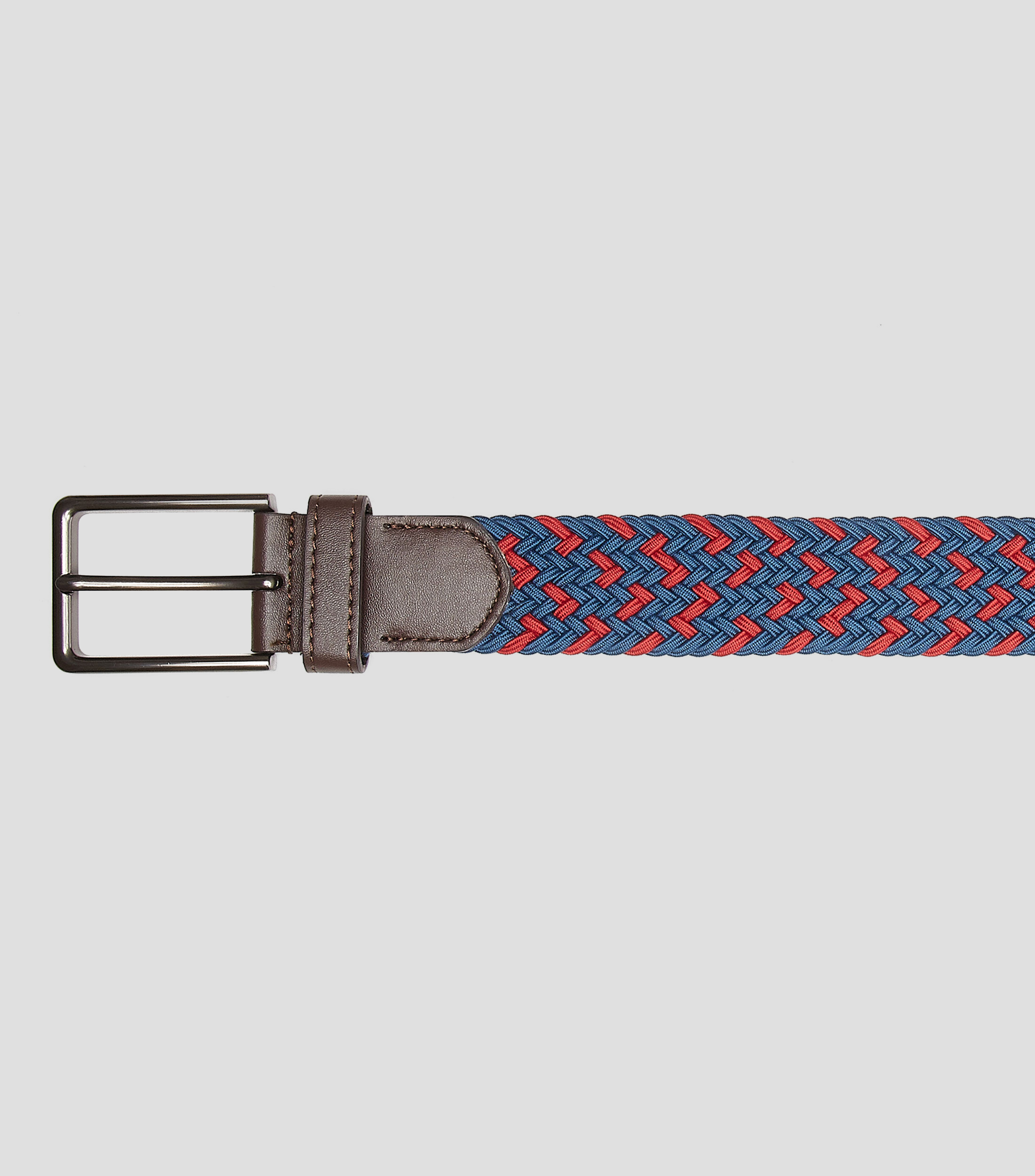 Cinturón en textil azul & rojo con trenzado Hombre